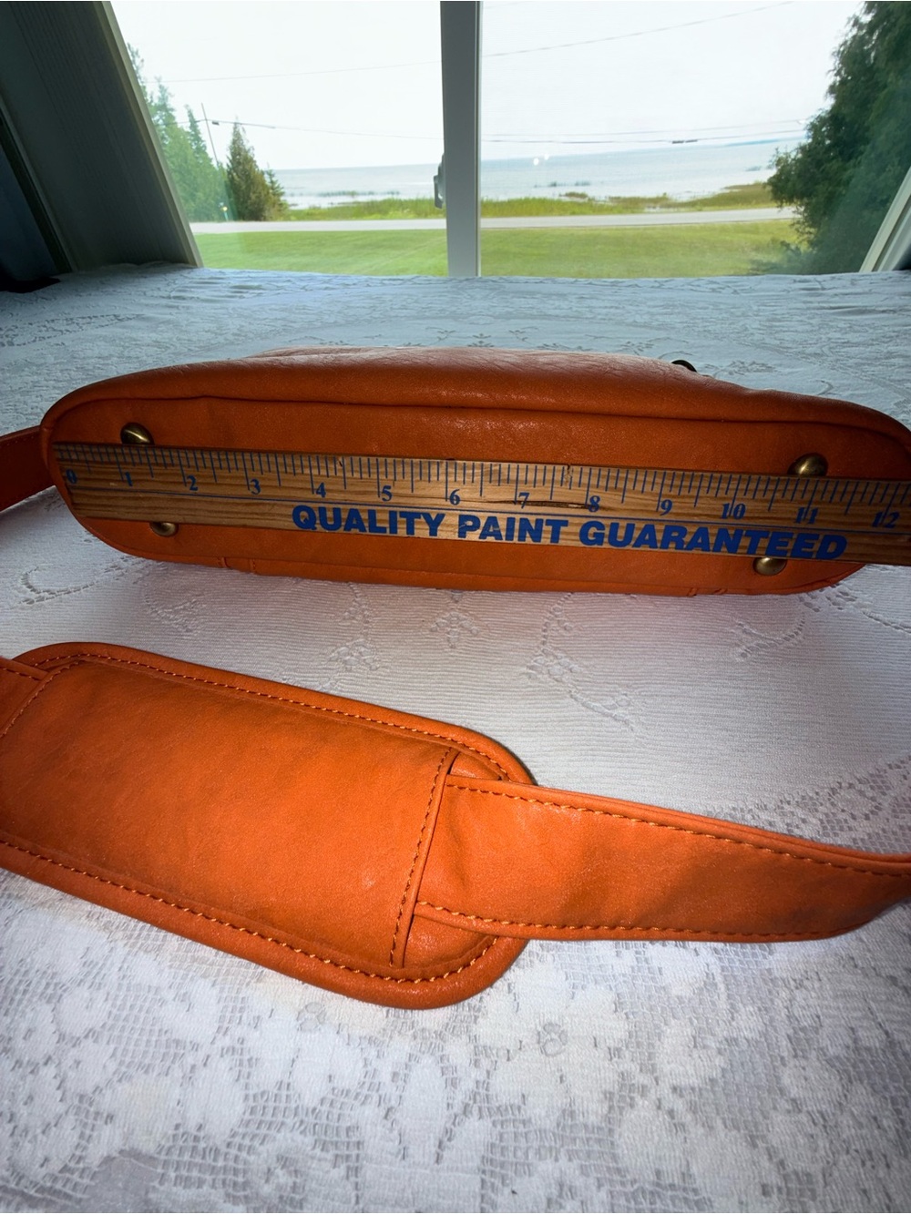 Kelly Moore Orange Vegan Leather Convertible Crossbody Shoulder Camera Bag Purse - Picture 9 of 13